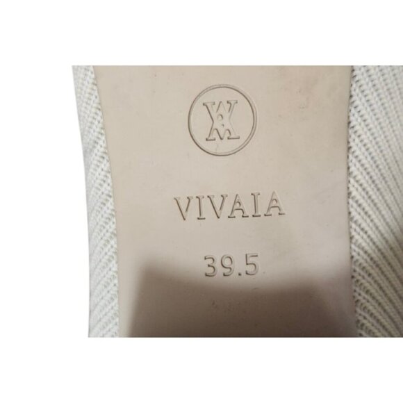 VIVAIA Square Toe Chunky Heel Pumps Beige Knit Eco Shoes EU 39.5 Women - Picture 11 of 16